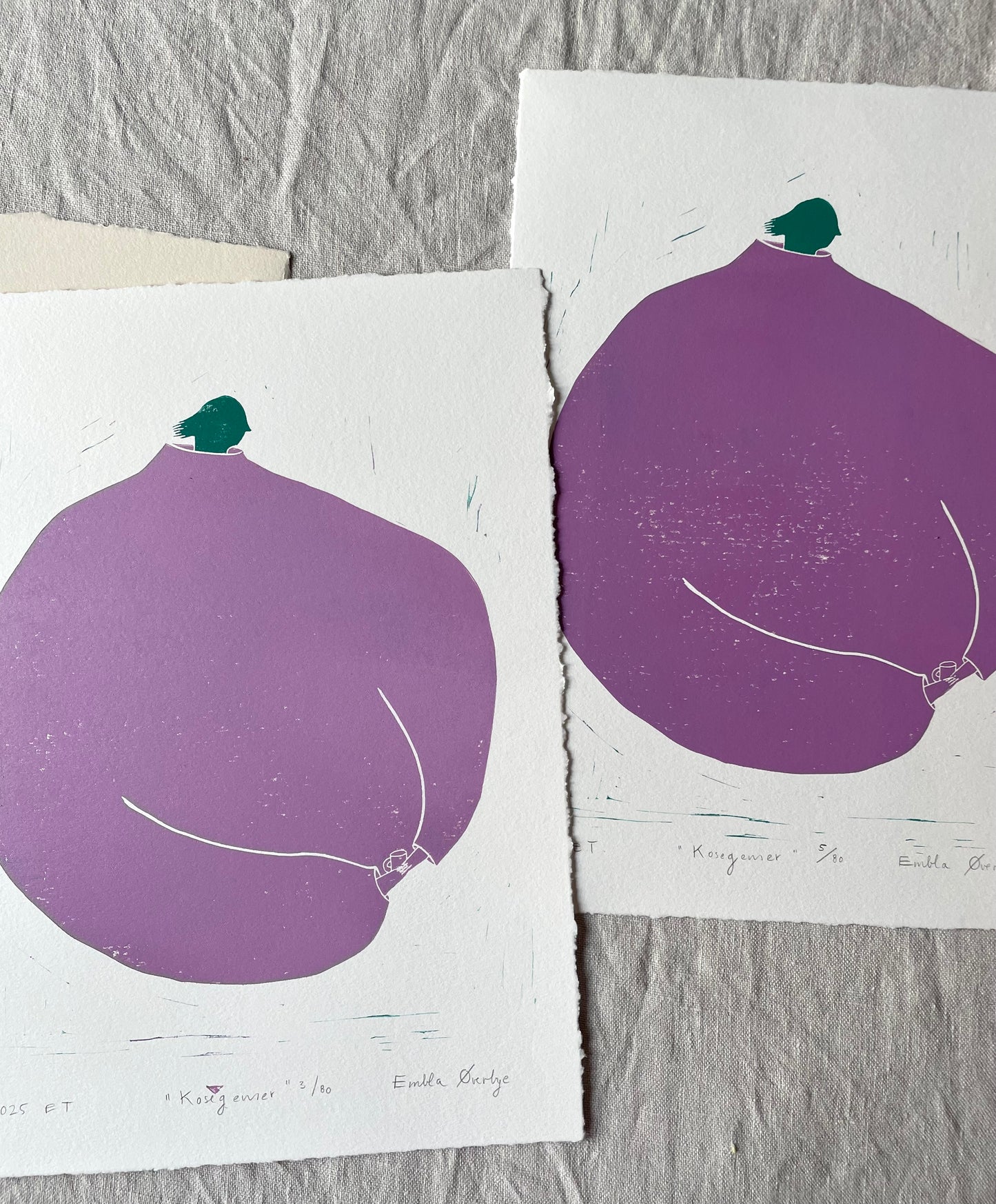 Kosegenser - flere farger - Originalt linosnitt