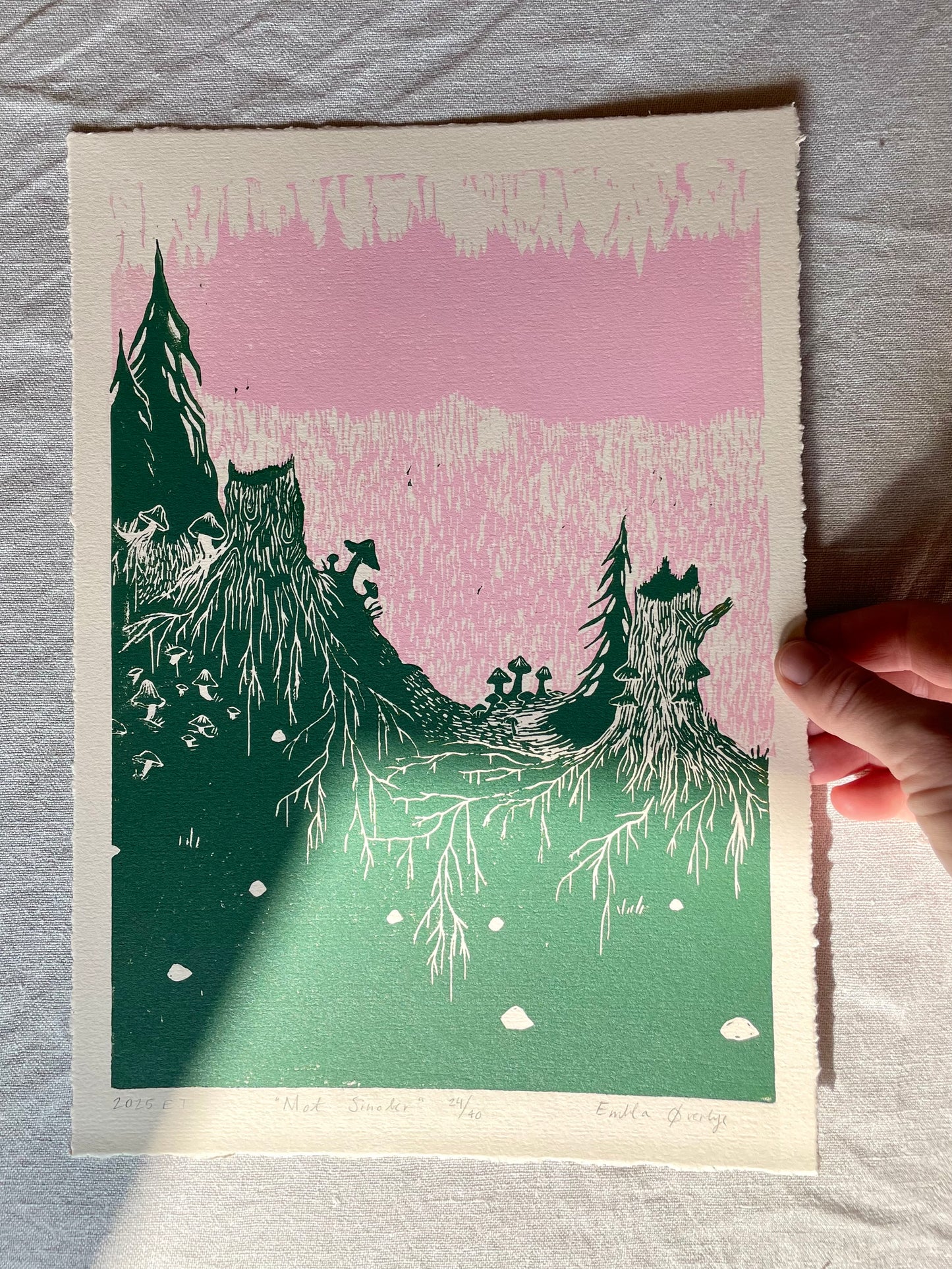 Mot Sinober - Originalt linosnitt
