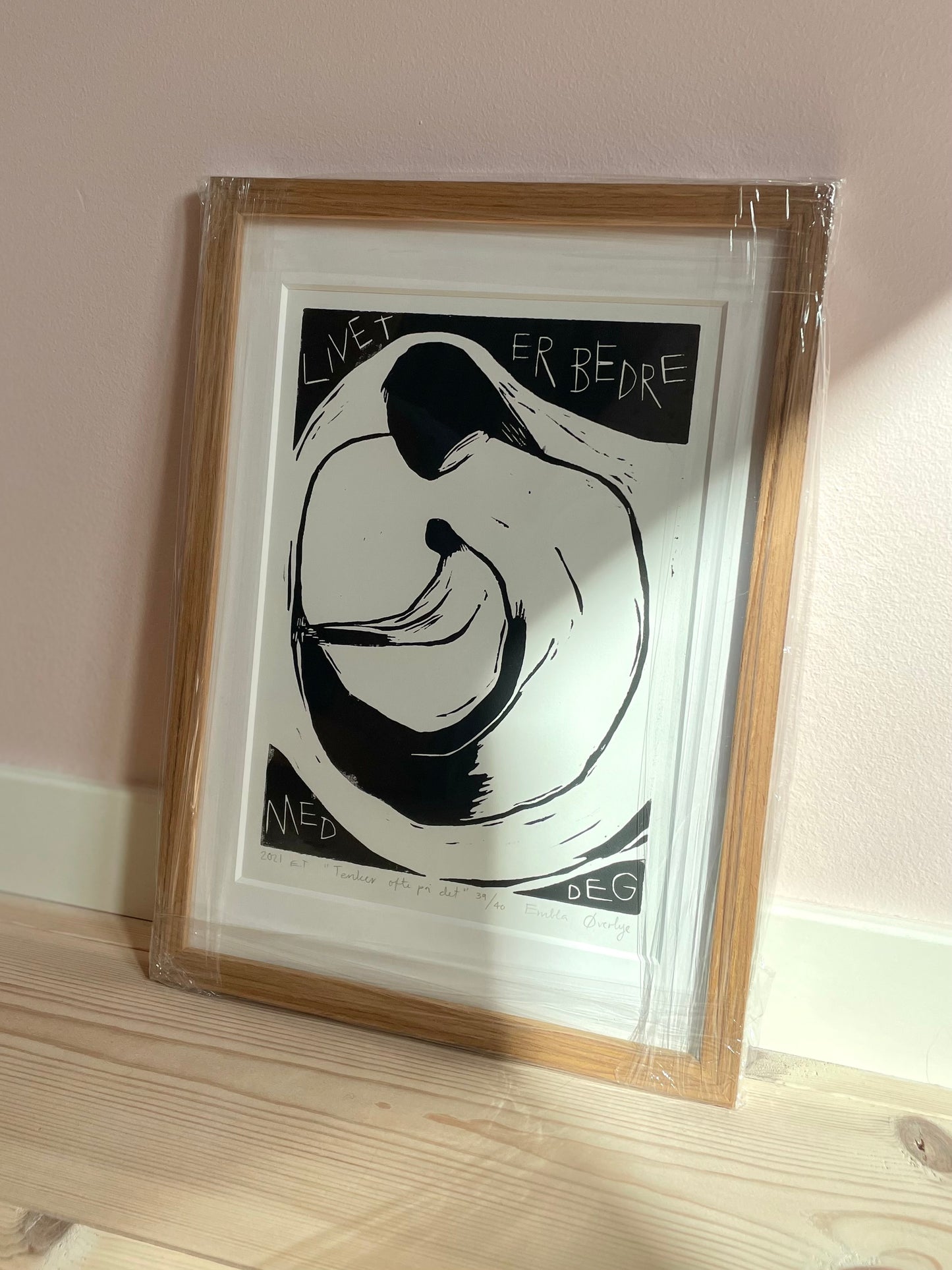 *Innrammet* Tenker ofte på det - Originalt linosnitt