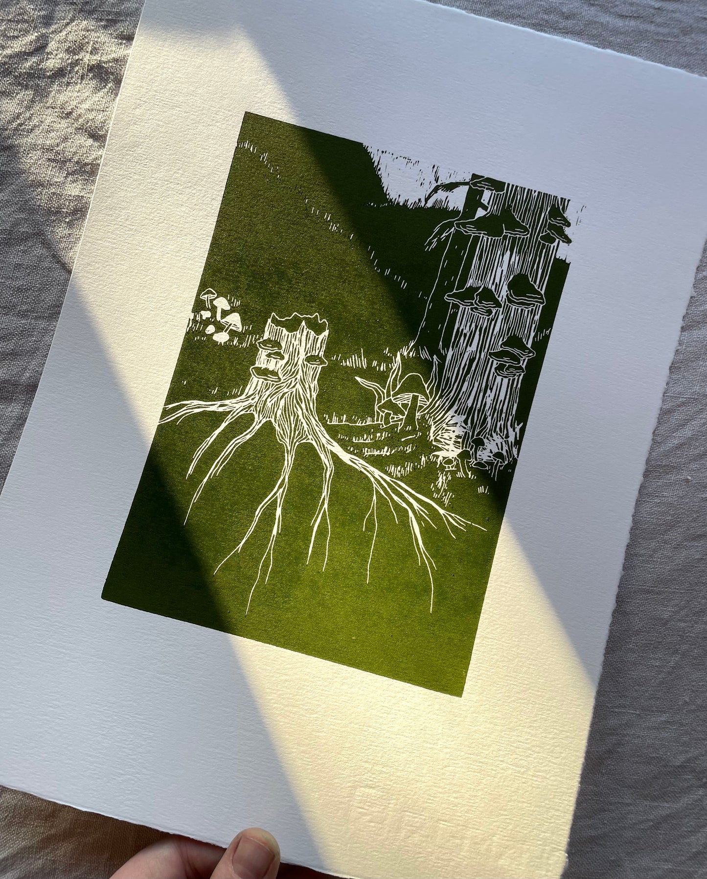 Høst - rosa/svart - Originalt linosnitt