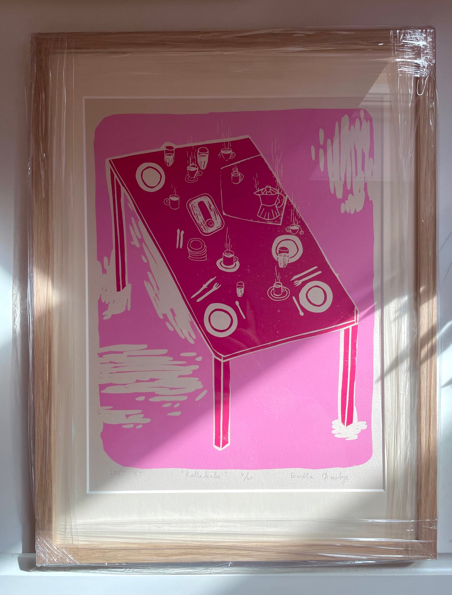 *Innrammet* Rullekake - Originalt linosnitt