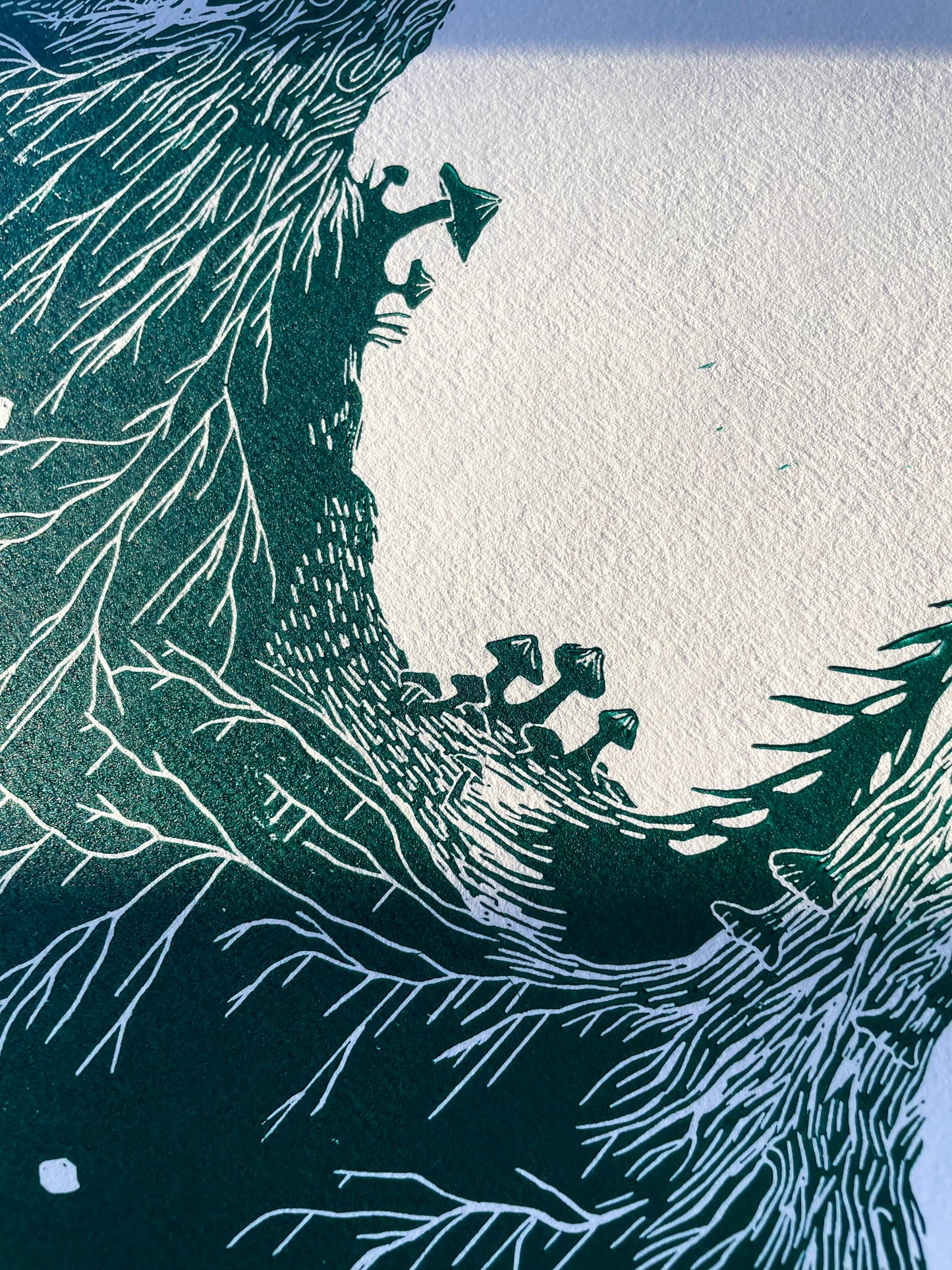 Rotfast - flere farger - Originalt linosnitt