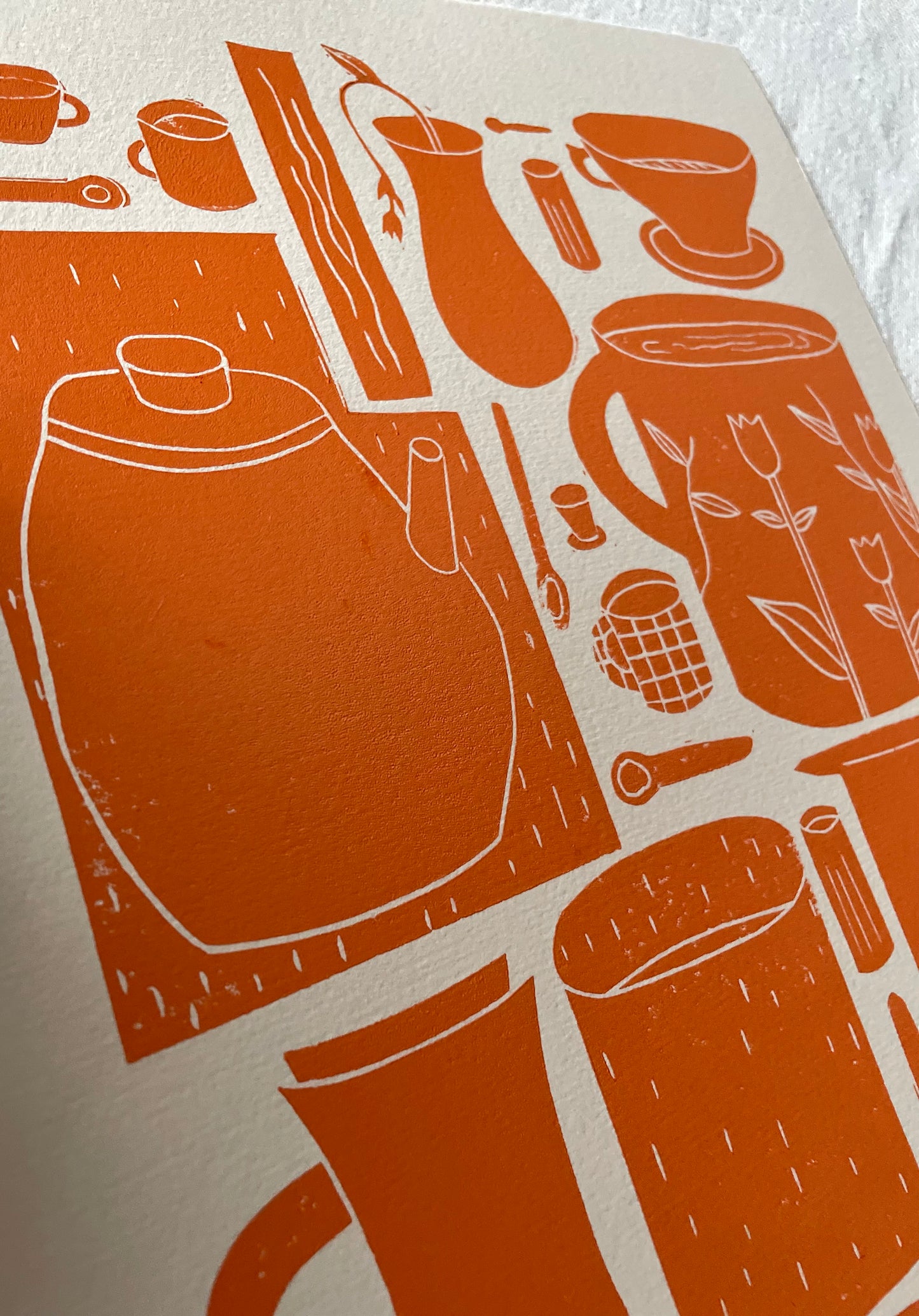Hyggelig med kaffe - flere farger - Originalt linosnitt