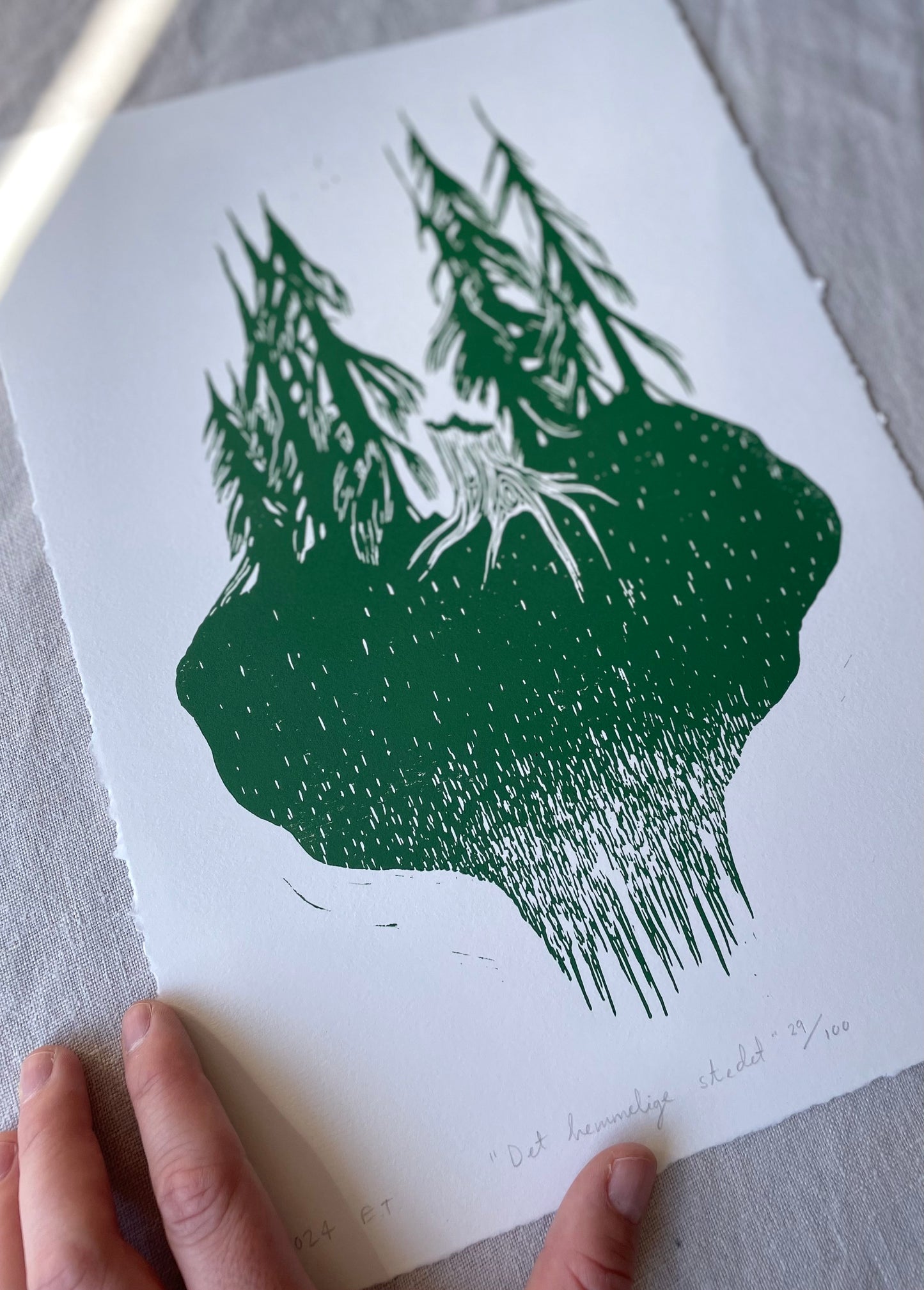 Det hemmelige stedet - Originalt linosnitt