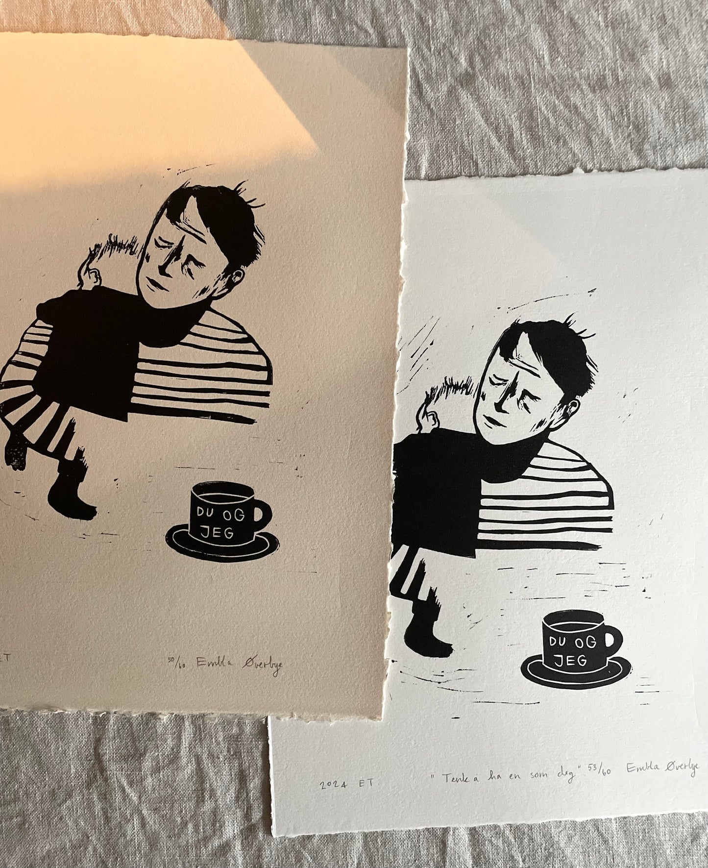 Tenk å ha en som deg - mørk brun/svart - Originalt linosnitt