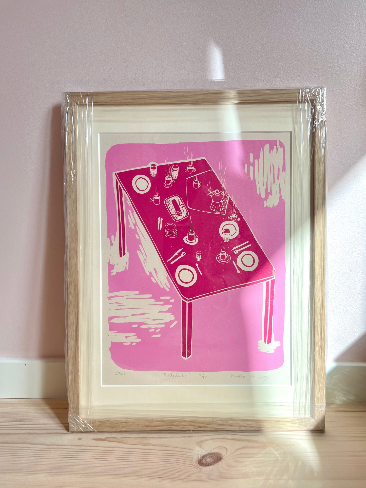 *Innrammet* Rullekake - Originalt linosnitt
