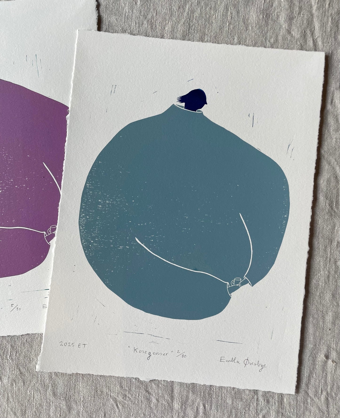 Kosegenser - flere farger - Originalt linosnitt