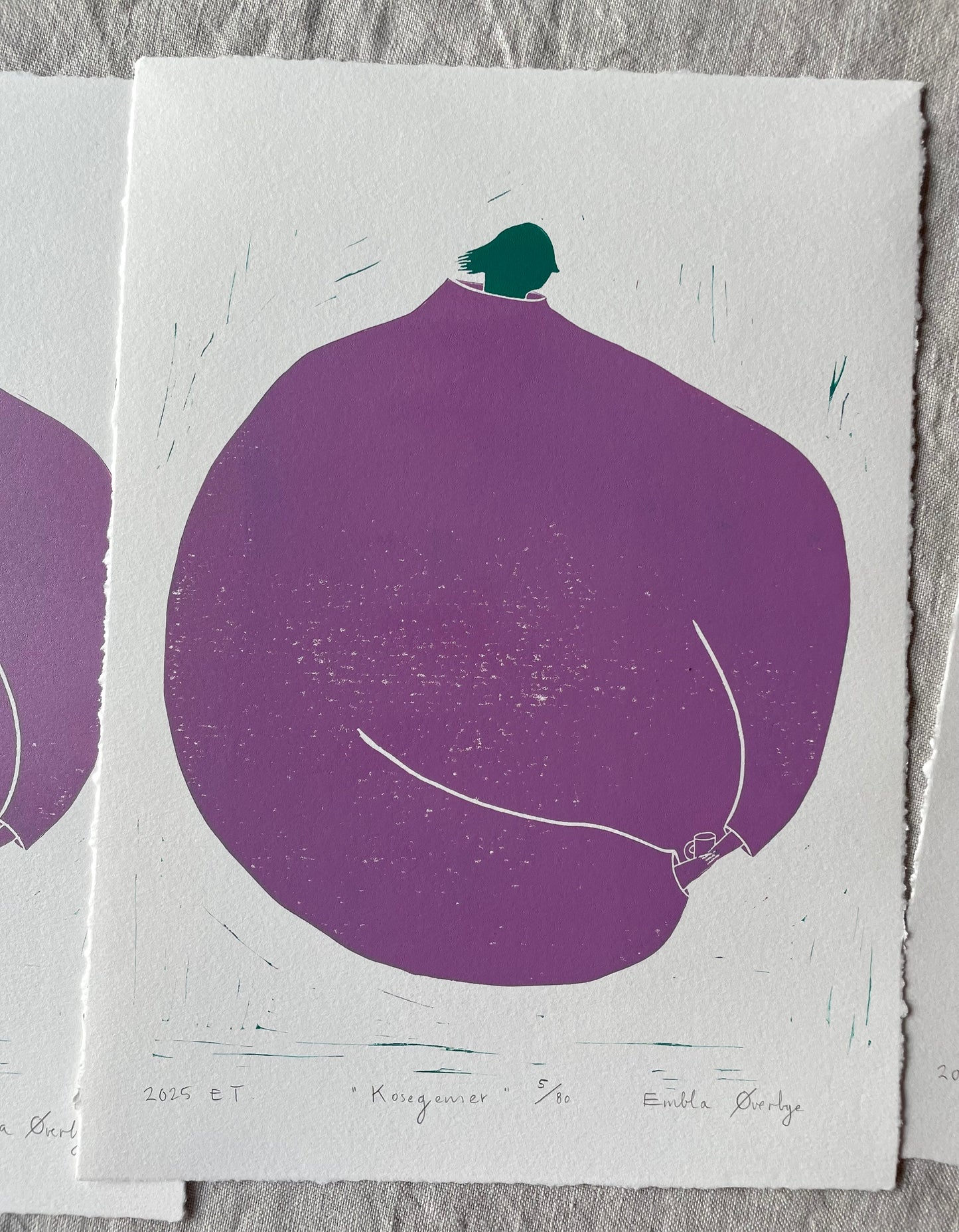 Kosegenser - flere farger - Originalt linosnitt