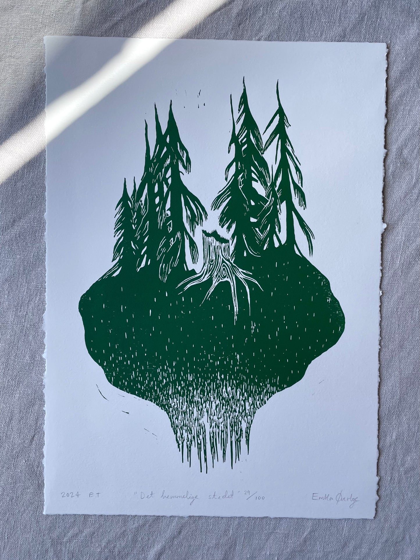 Det hemmelige stedet - Originalt linosnitt