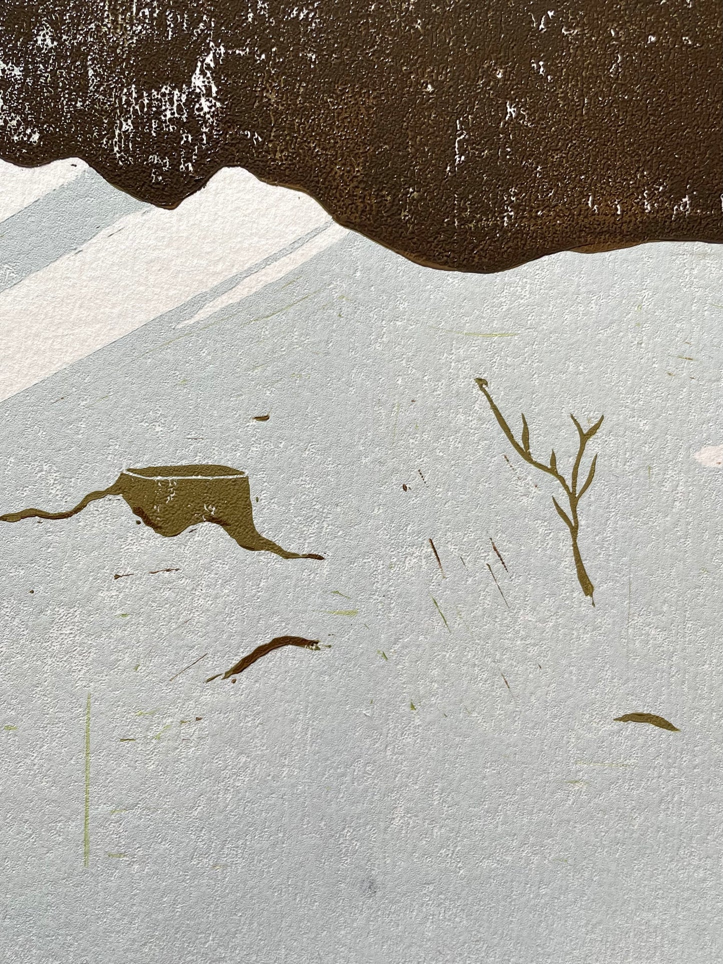 (Forhåndsbestilling) Vinterskog - Originalt reduksjonstrykk med 6 lag (linosnitt)
