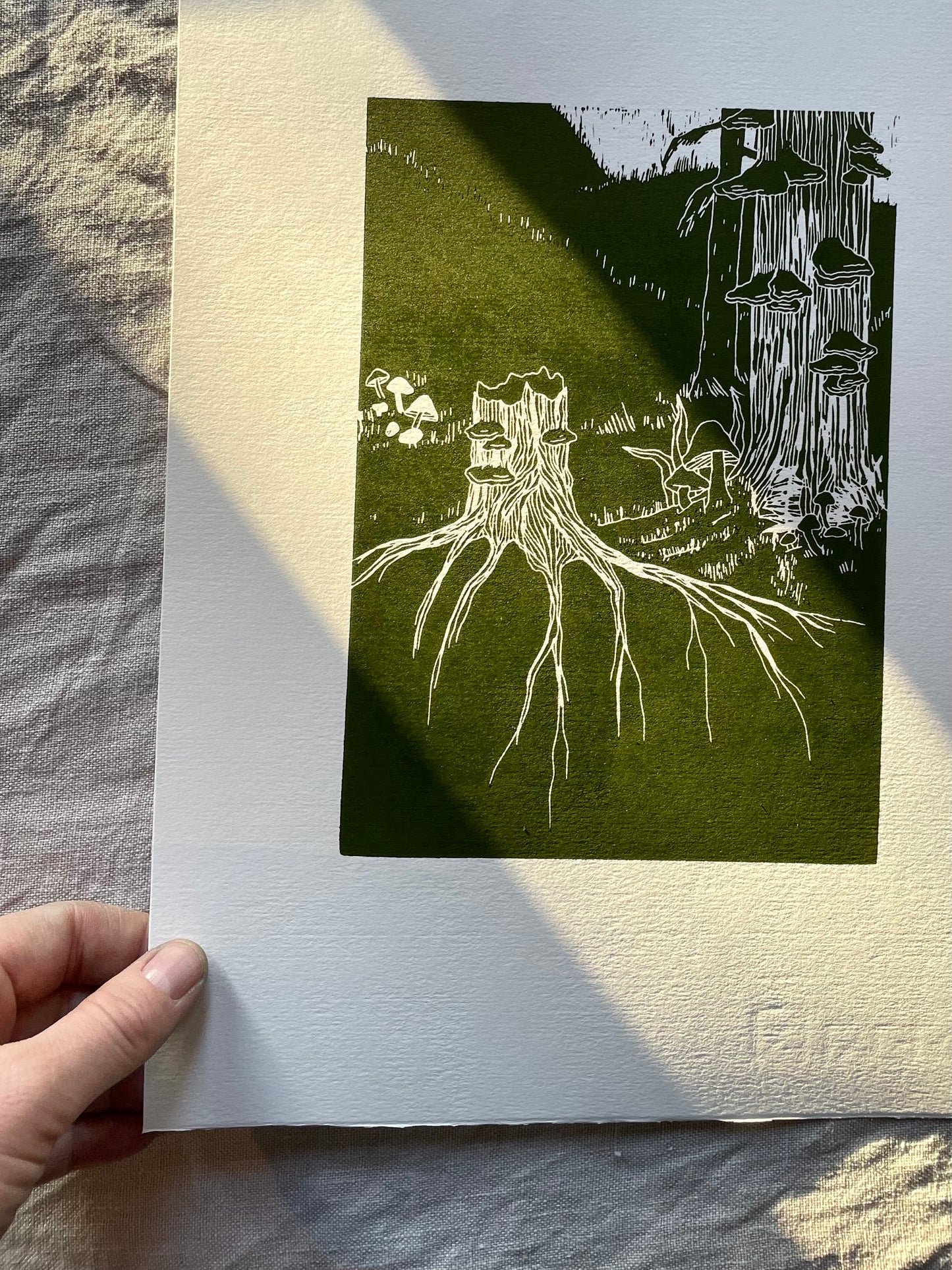 Høst - rosa/svart - Originalt linosnitt