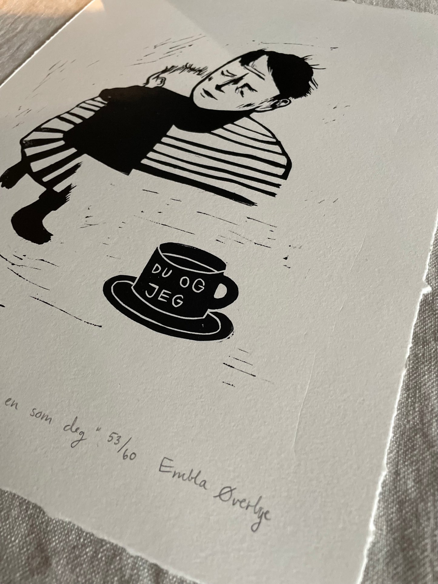 Tenk å ha en som deg - mørk brun/svart - Originalt linosnitt