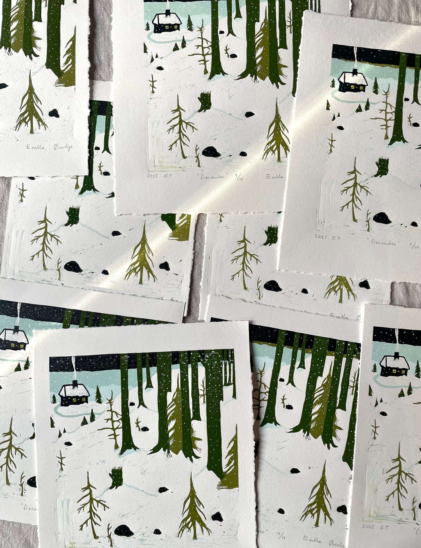 Desember - Originalt reduksjonstrykk med 5 lag