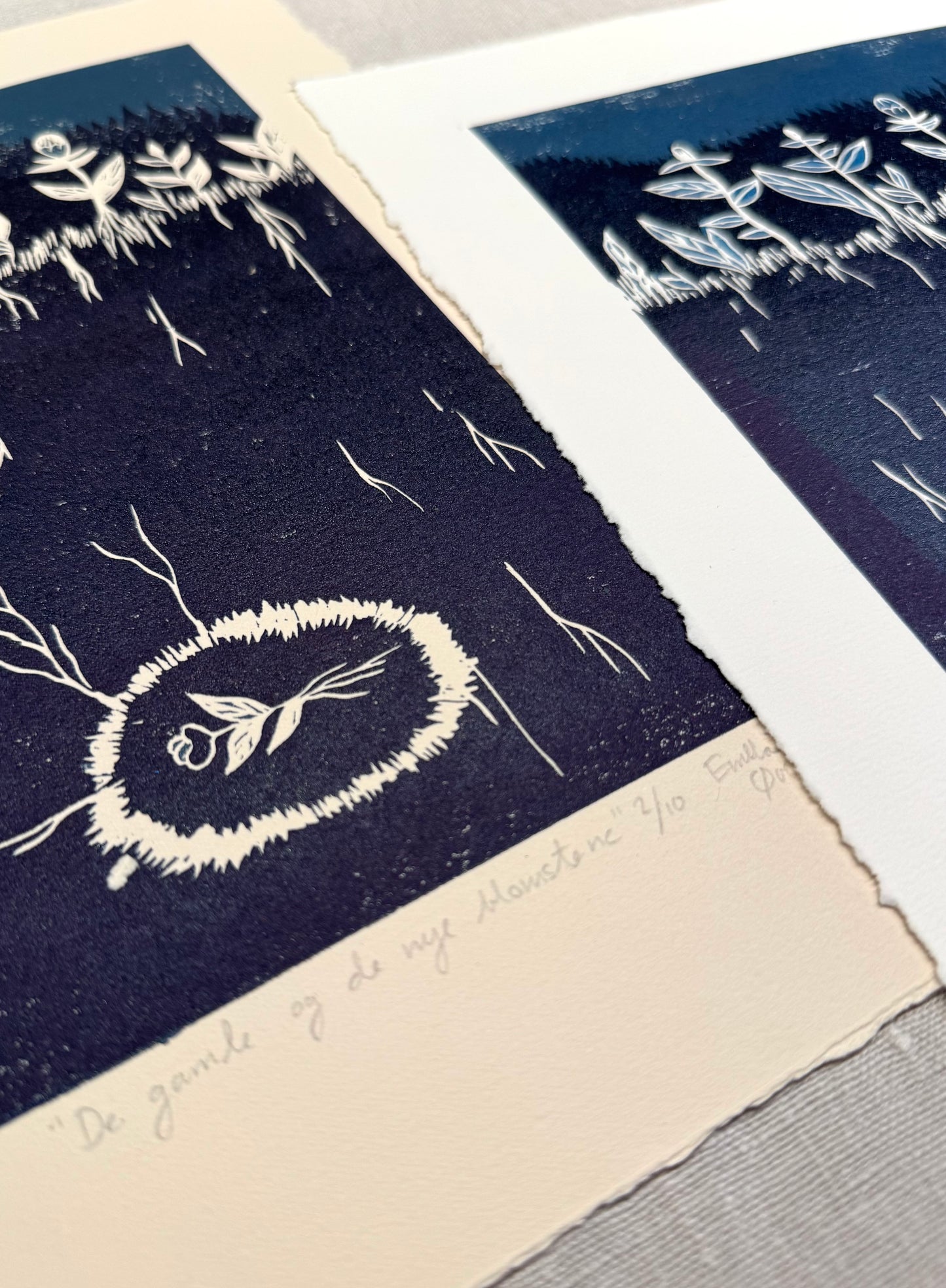 De gamle og de nye blomstene - Originalt reduksjonstrykk