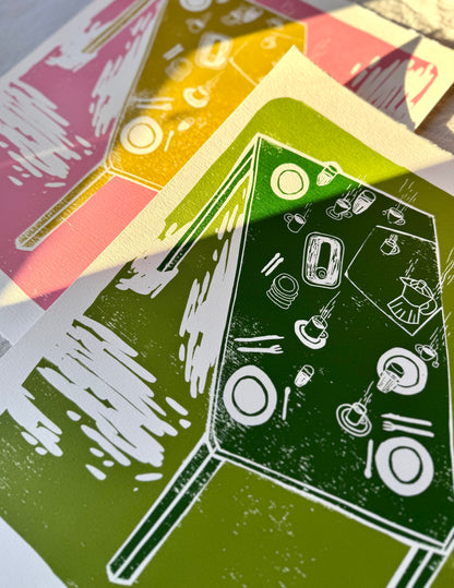 Rullekake - flere farger - Originalt linosnitt