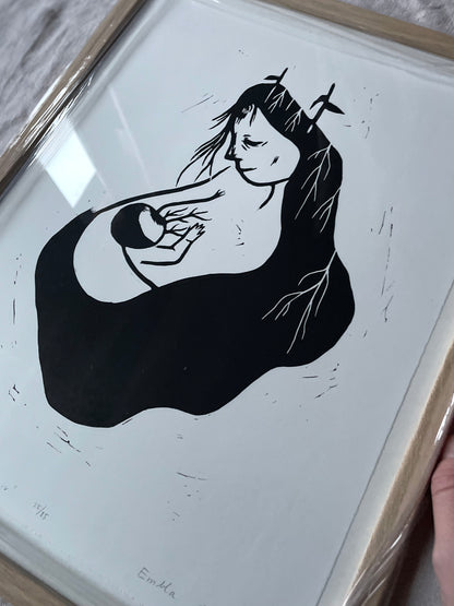 *Innrammet* Liv - Originalt linosnitt