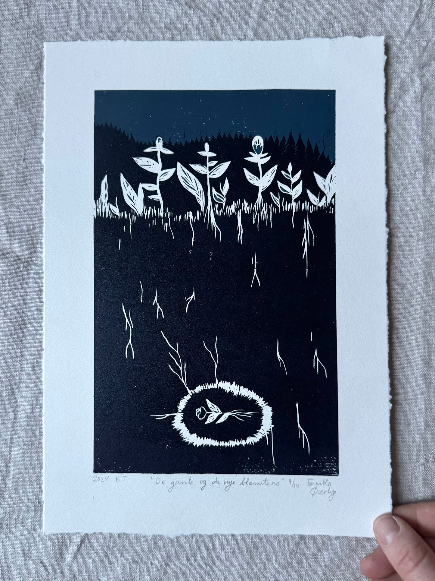 De gamle og de nye blomstene - Originalt reduksjonstrykk