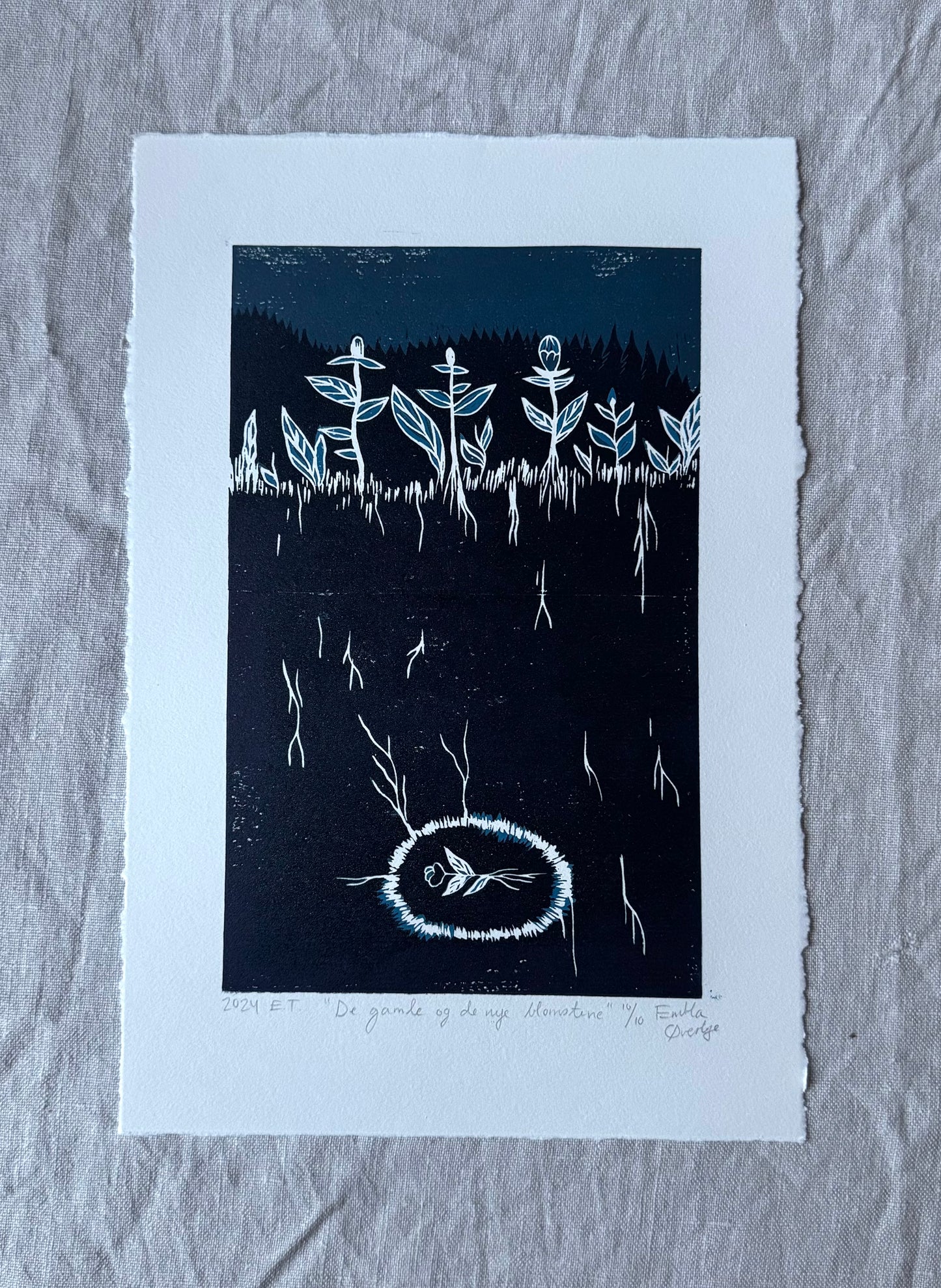 De gamle og de nye blomstene - Originalt reduksjonstrykk