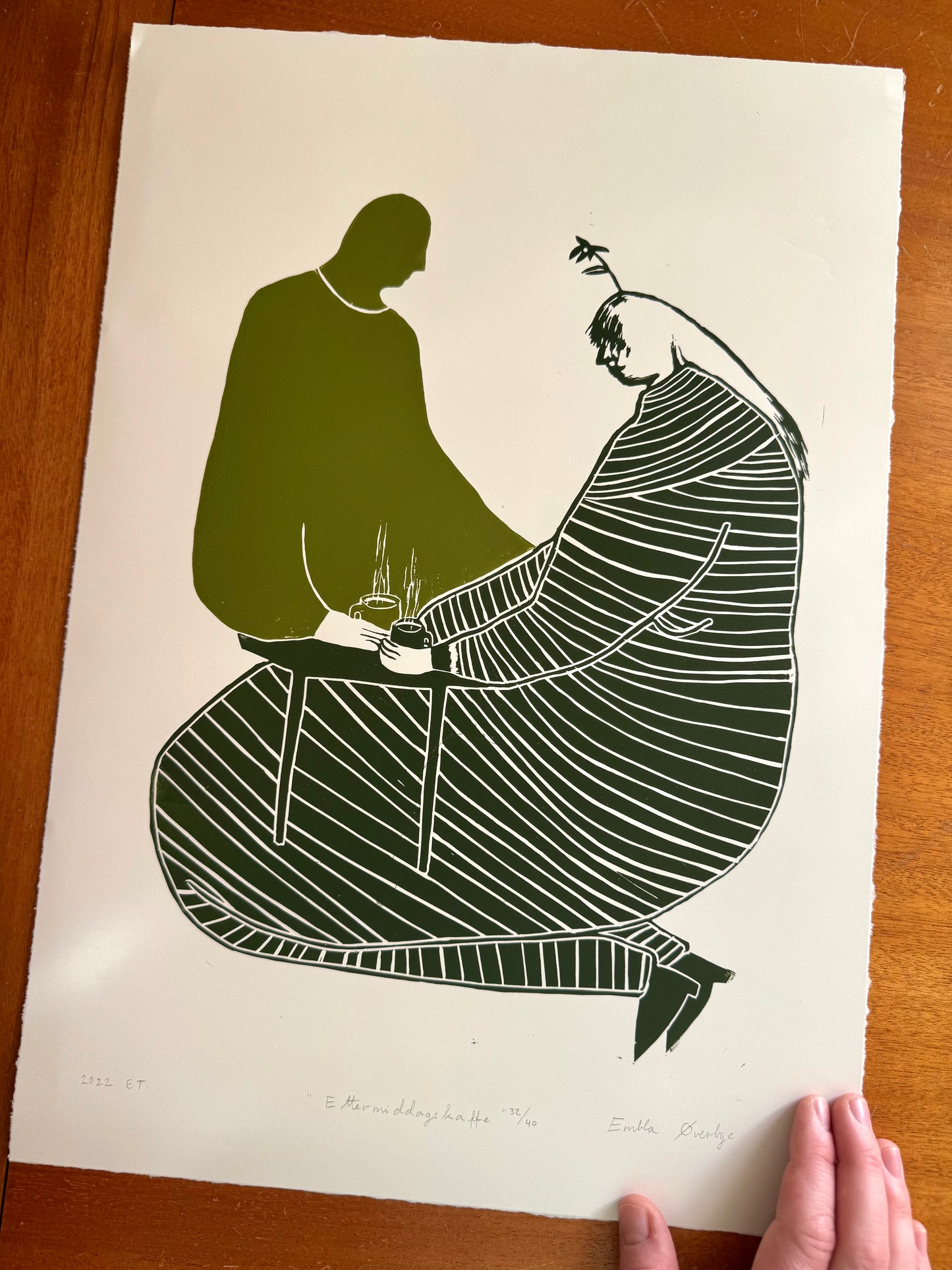 Ettermiddagskaffe - originalt linosnitt