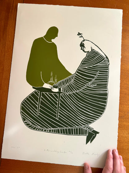 Ettermiddagskaffe - originalt linosnitt