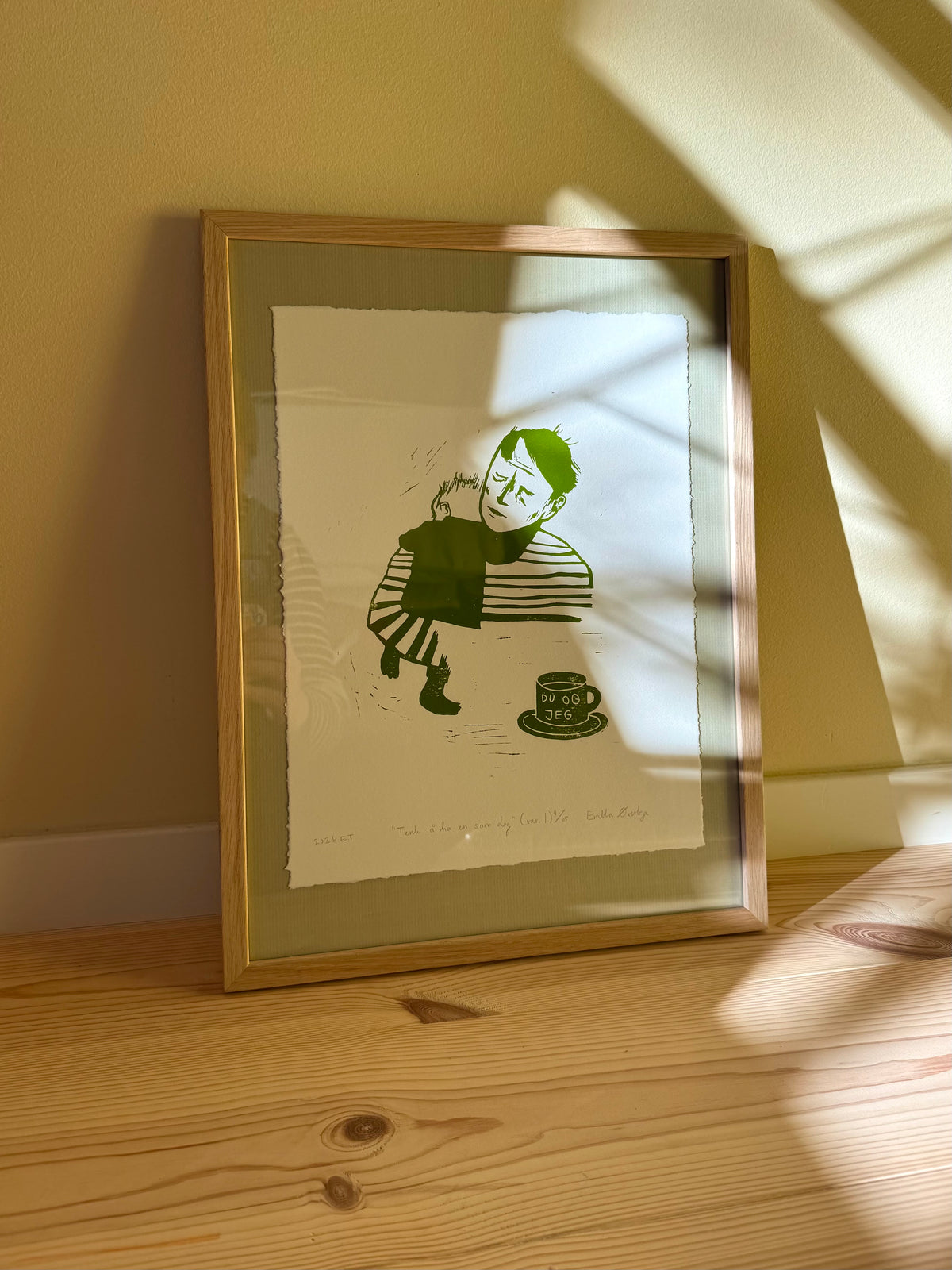 *Innrammet* Tenk å ha en som deg (variasjon I) - Originalt linosnitt