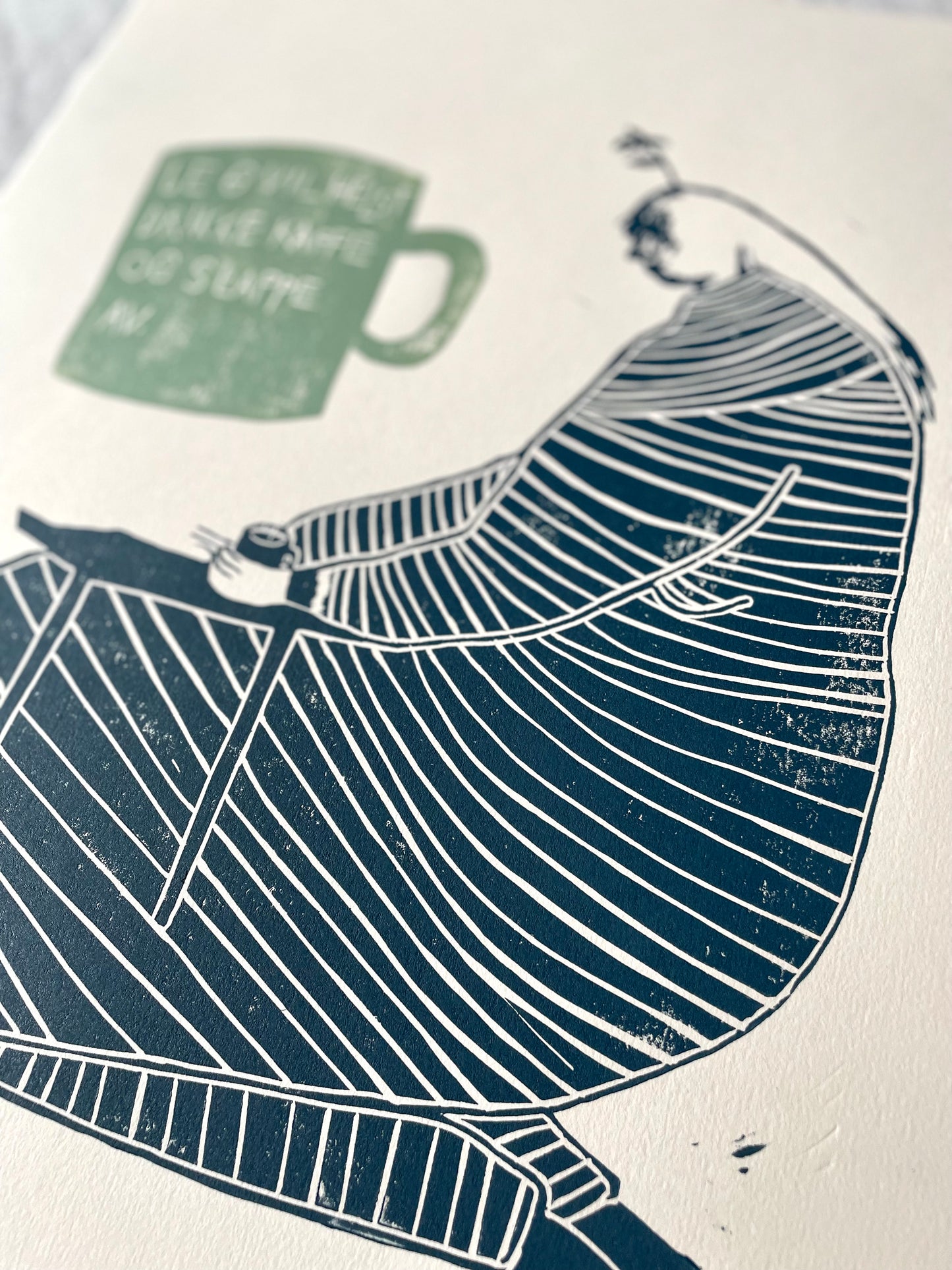 Kaffekjerring - originalt linosnitt