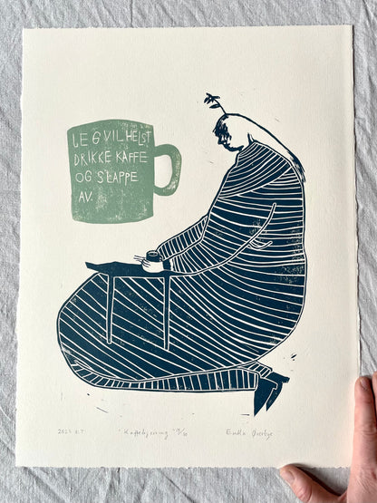 Kaffekjerring - originalt linosnitt