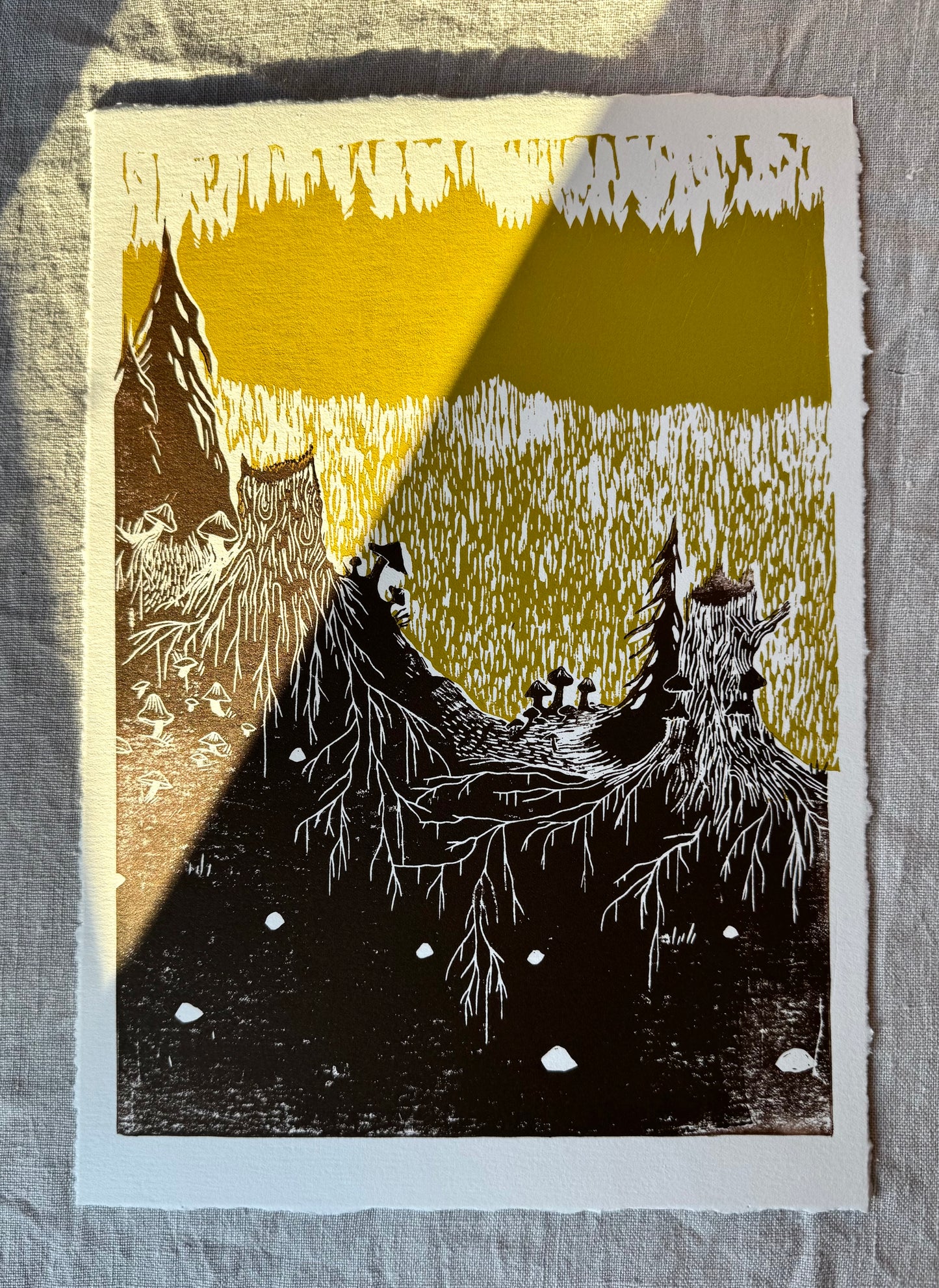 Mot Sinober - flere farger - Originalt linosnitt