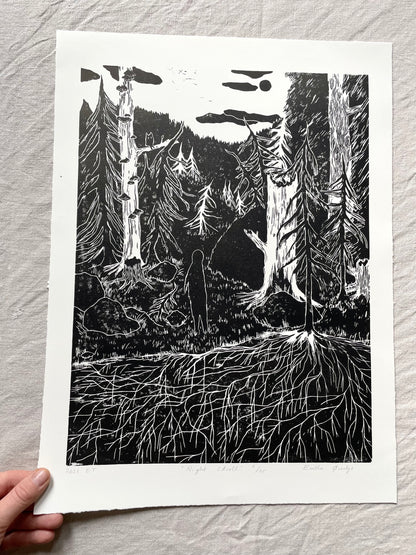 Night Stroll - Originalt linosnitt