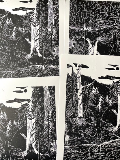 Night Stroll - Originalt linosnitt