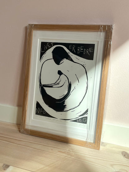 *Innrammet* Tenker ofte på det - Originalt linosnitt
