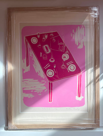 *Innrammet* Rullekake - Originalt linosnitt