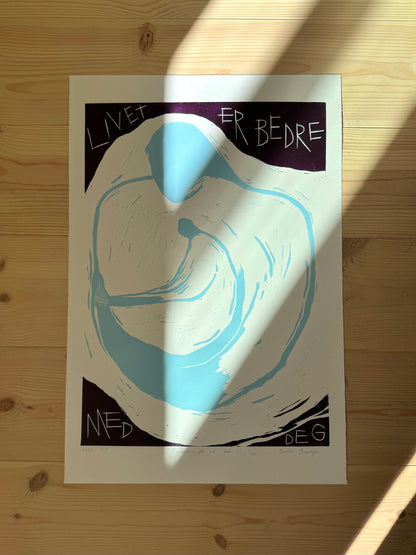 Tenker ofte på det II (stor) - Originalt linosnitt