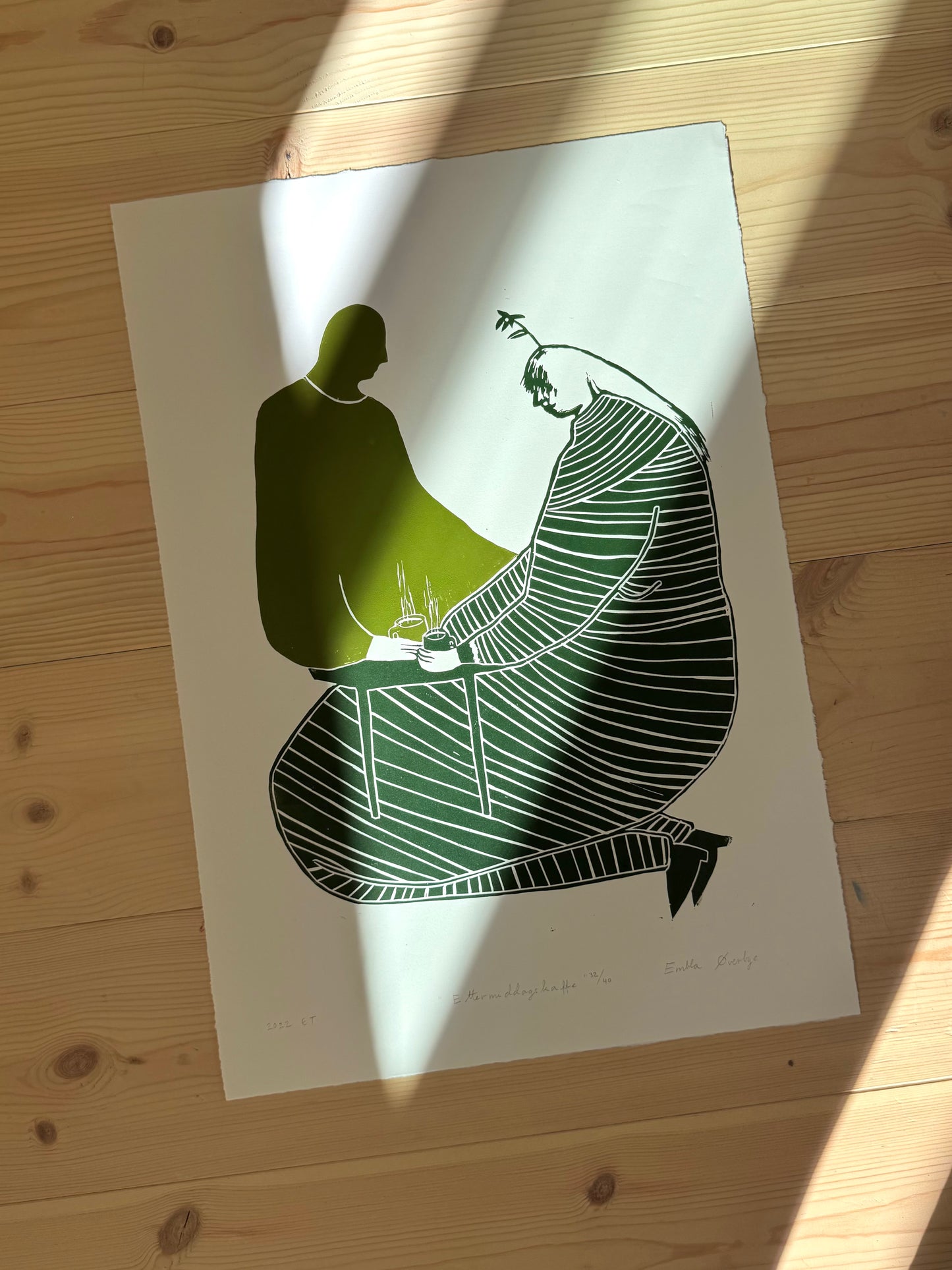 Ettermiddagskaffe - originalt linosnitt