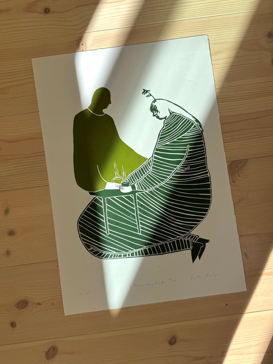 Ettermiddagskaffe - originalt linosnitt