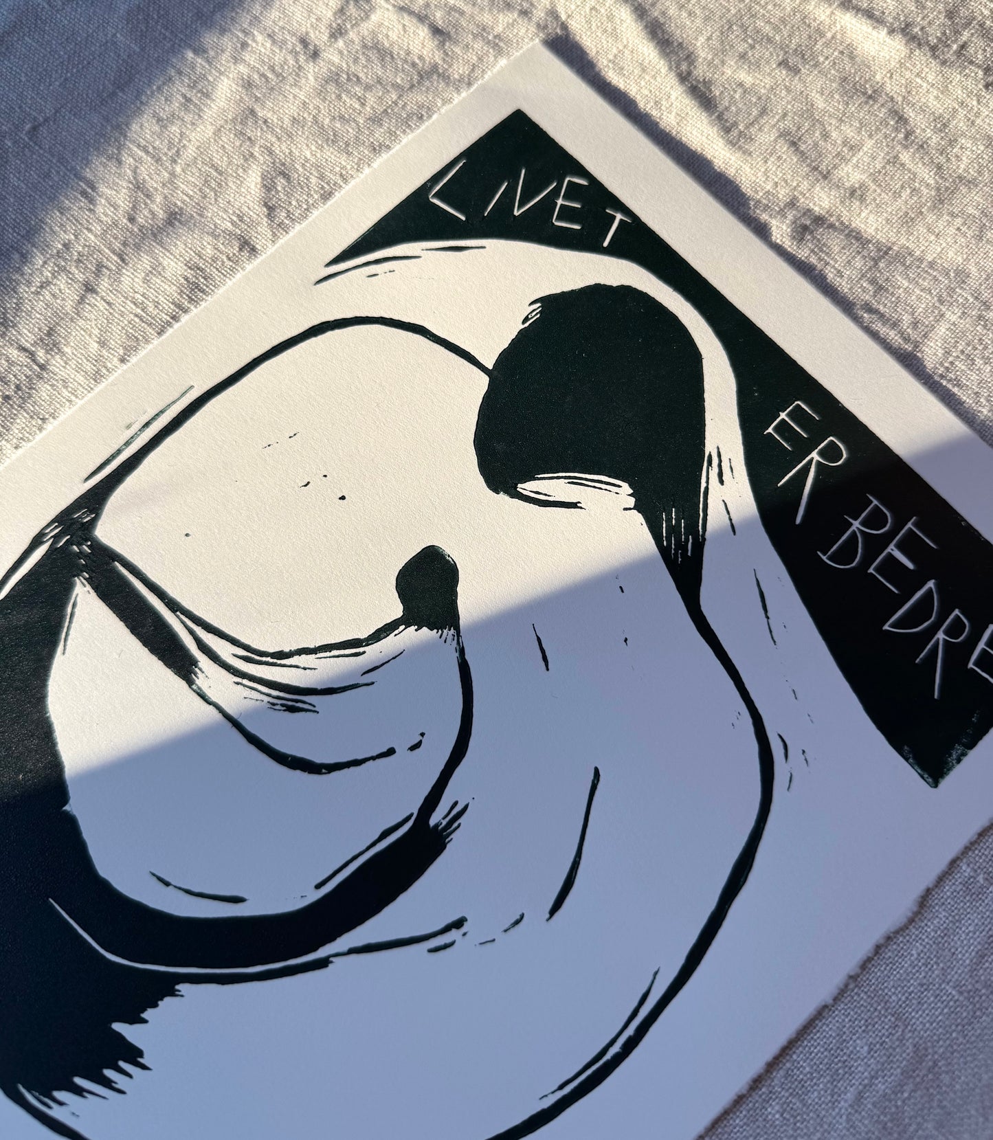 Tenker ofte på det - dyp blå - Originalt linosnitt