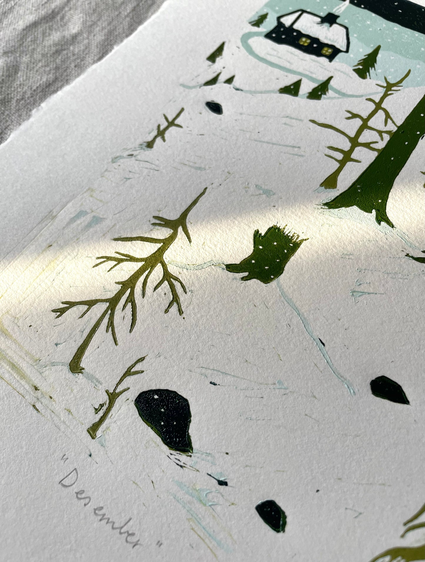 Desember - Originalt reduksjonstrykk med 5 lag