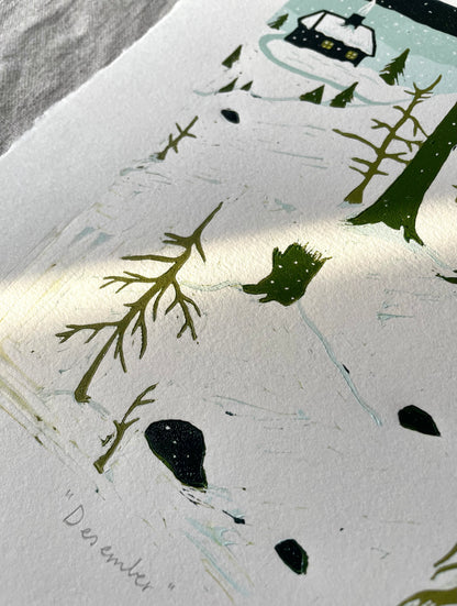 Desember - Originalt reduksjonstrykk med 5 lag