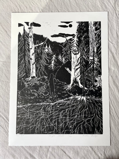 Night Stroll - Originalt linosnitt