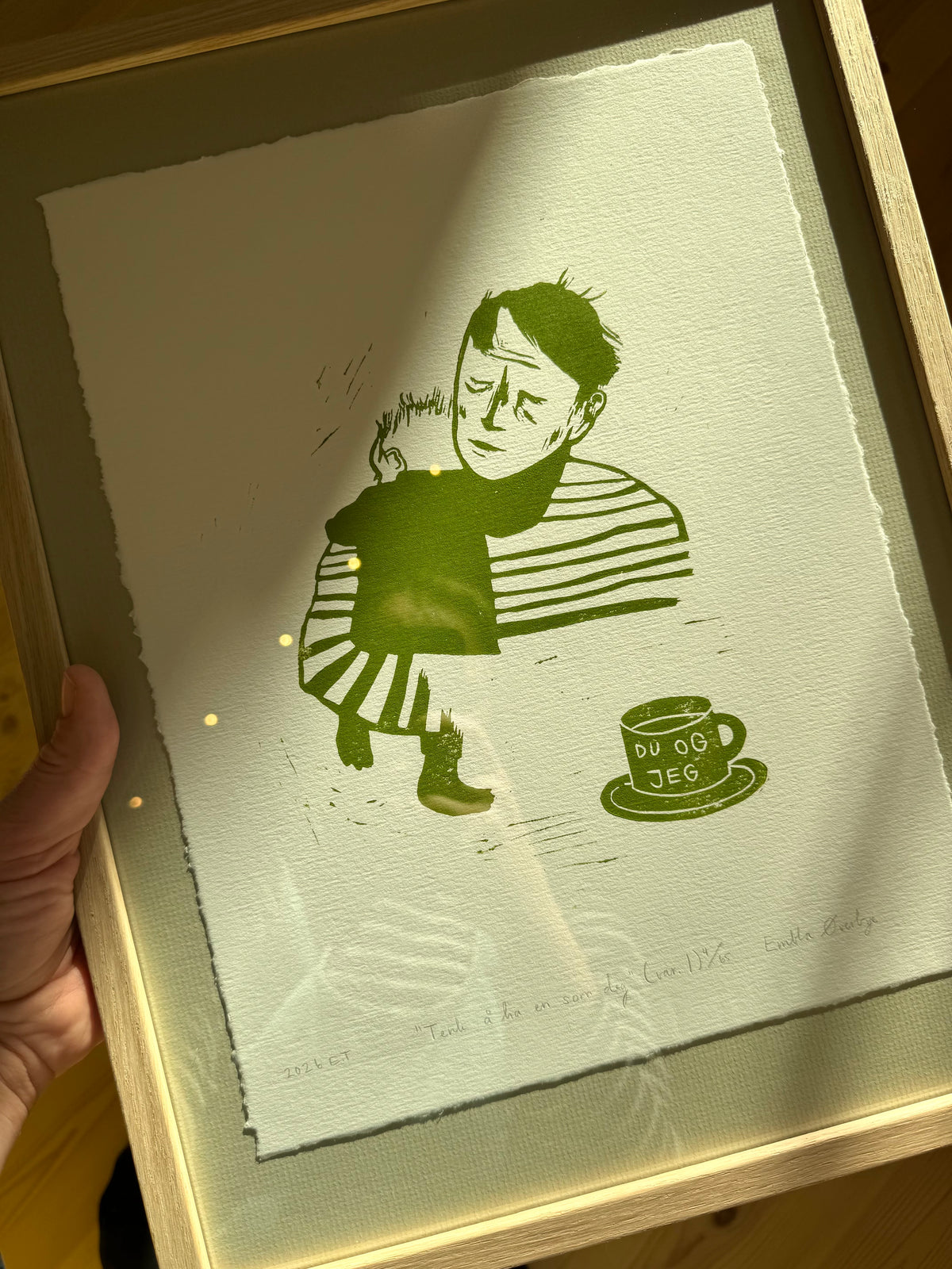 *Innrammet* Tenk å ha en som deg (variasjon I) - Originalt linosnitt