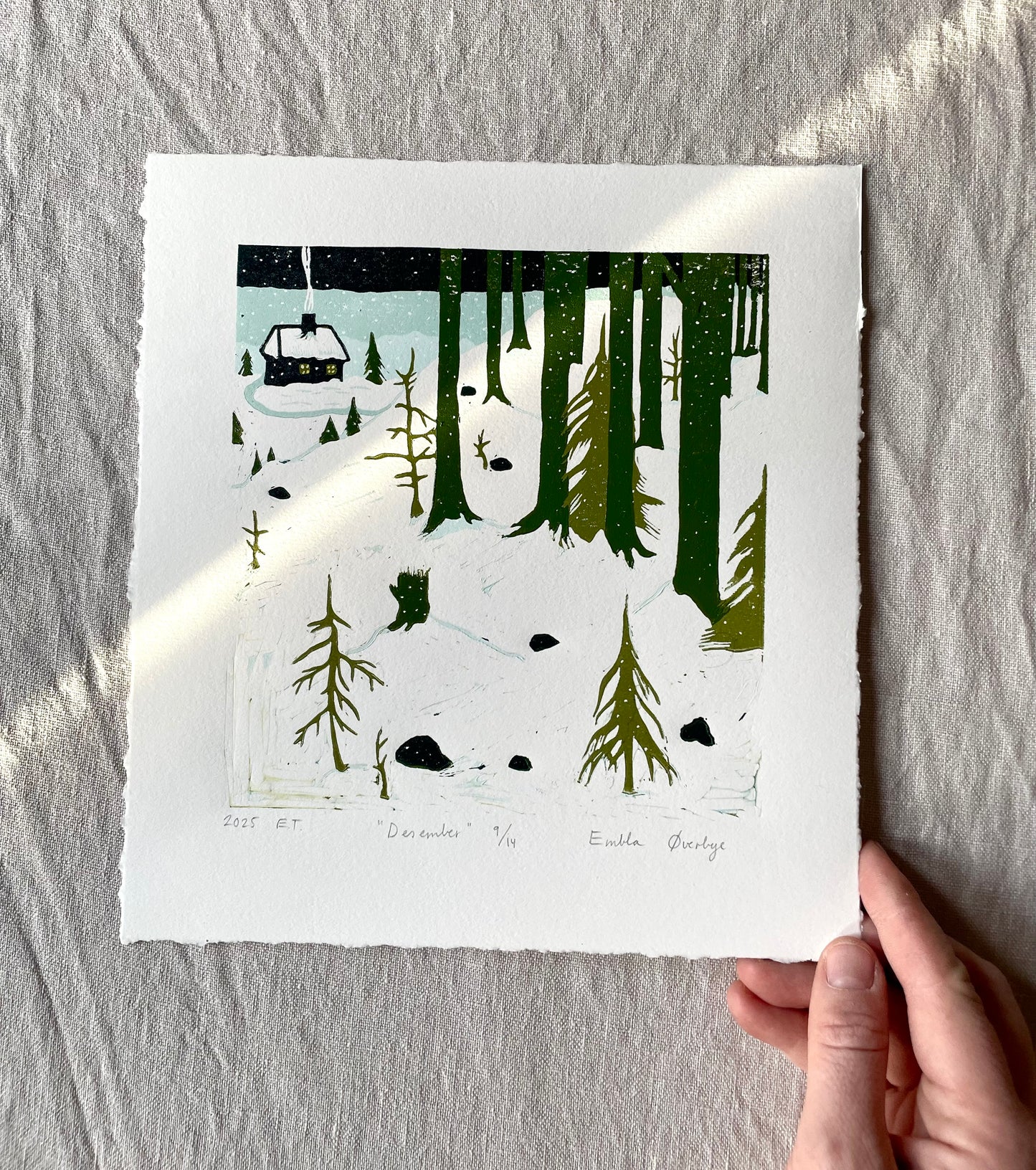 Desember - Originalt reduksjonstrykk med 5 lag