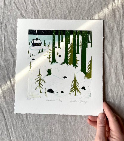 Desember - Originalt reduksjonstrykk med 5 lag