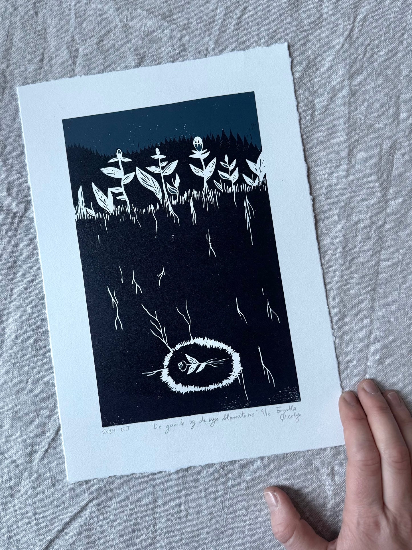 De gamle og de nye blomstene - Originalt reduksjonstrykk