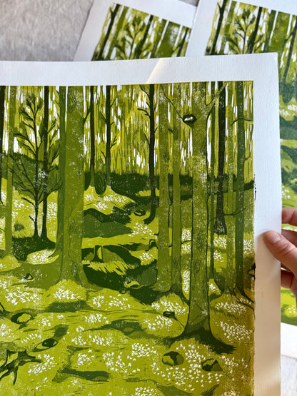 *Forhåndsbestilling* Vårskog - Originalt reduksjonstrykk med 5 lag