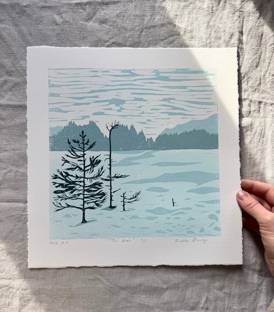 Tre trær - Originalt reduksjonstrykk med 4 lag