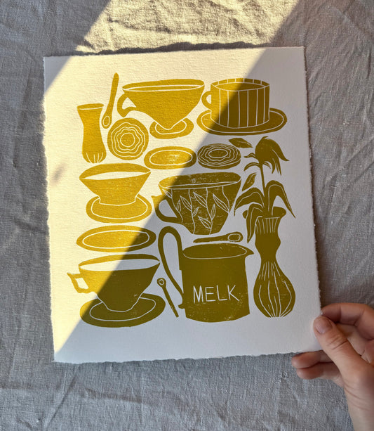 Ballerinakjeks - Originalt linosnitt