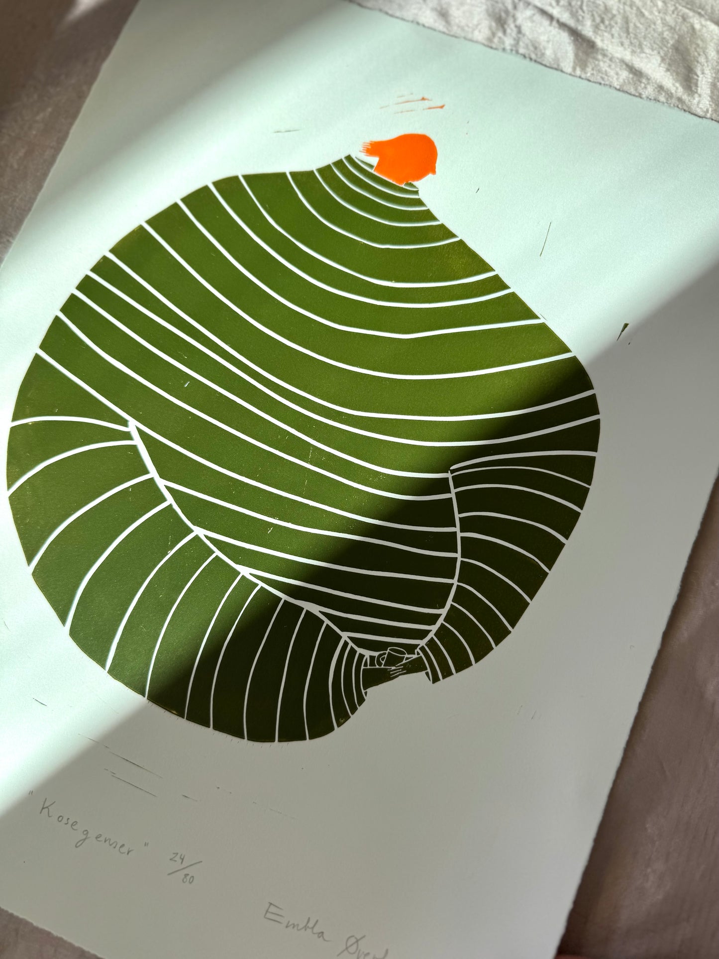 Kosegenser - flere farger - Originalt linosnitt