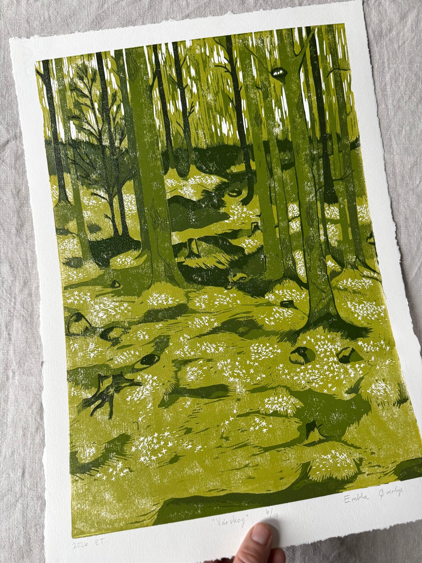 *Forhåndsbestilling* Vårskog - Originalt reduksjonstrykk med 5 lag