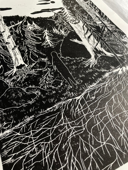 Night Stroll - Originalt linosnitt