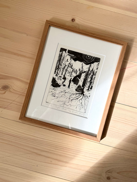 *Innrammet* Night Stroll - Originalt koldnålstrykk